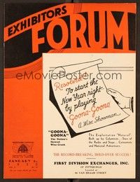 5d060 EXHIBITORS FORUM exhibitor magazine January 5, 1933 Goona-Goona, nation's newest wisecrack!