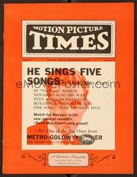 5d045 MOTION PICTURE TIMES exhibitor magazine November 23, 1929 Ramon Novarro sings five songs!