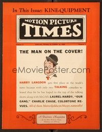 5d043 MOTION PICTURE TIMES exhibitor magazine October 12, 1929 Harry Langdon in talking comedies!