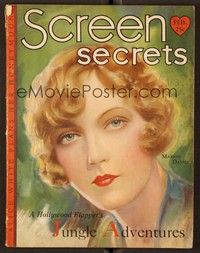 5d063 SCREEN SECRETS magazine February 1930 art portrait of Marion Davies by Edwin Bower Hesser!