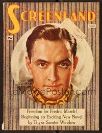 5d091 SCREENLAND magazine April 1937 art portrait of Fredric March by Marland Stone!