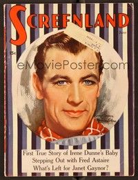 5d093 SCREENLAND magazine June 1937 art portrait of Gary Cooper by Marland Stone!