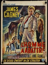 5e671 LION IS IN THE STREETS Belgian '54 the gutter was James Cagney's throne, cool art!