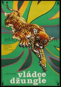 5e324 JUNGLE CAT Czech 23x33 '79 Disney, great artwork of jaguar by Manika!