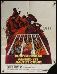 5e400 HANG 'EM HIGH French 23x32 '68 Clint Eastwood, really cool Kossin western artwork!