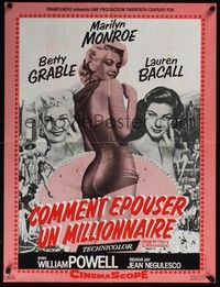 5e403 HOW TO MARRY A MILLIONAIRE French 23x32 R80s sexy images of Marilyn Monroe, Grable & Bacall!