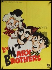 5e416 MARX BROTHERS French 23x32 '70s great Hirschfeld art of Groucho, Harpo & Chico!