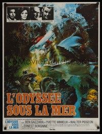 5e423 NEPTUNE FACTOR French 23x32 '73 great sci-fi art of giant fish & sea monster by John Berkey!