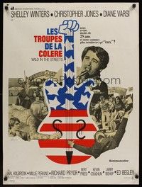 5e439 WILD IN THE STREETS French 23x32 '68 Chris Jones becomes President & teens take over the U.S.