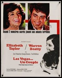 5e475 ONLY GAME IN TOWN French 15x21 '69 Grinsson art of Elizabeth Taylor & Warren Beatty!