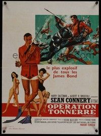 5e494 THUNDERBALL French 15x21 R70s cool art of Sean Connery as James Bond 007!