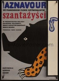 5e033 INTRUDERS Polish 23x33 '74 Sergio Gobbi, Charles Aznavour, Jan Mlodozeniec art of beast!