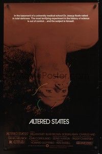 5f033 ALTERED STATES foil 1sh '80 William Hurt, Paddy Chayefsky, Ken Russell, sci-fi horror!
