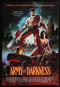 5f046 ARMY OF DARKNESS 1sh '93 Sam Raimi, great artwork of Bruce Campbell with chainsaw hand!