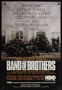 5f057 BAND OF BROTHERS TV advance 1sh '01 Damian Lewis & Donnie Wahlberg in WWII!