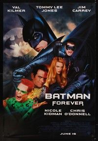 5f069 BATMAN FOREVER advance 1sh '95 Val Kilmer, Nicole Kidman, Tommy Lee Jones, Jim Carrey!
