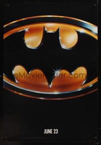 5f064 BATMAN matte teaser 1sh '89 Michael Keaton, Jack Nicholson, directed by Tim Burton!