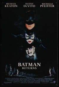 5f072 BATMAN RETURNS 1sh '92 Michael Keaton, Danny DeVito, Michelle Pfeiffer, Tim Burton!