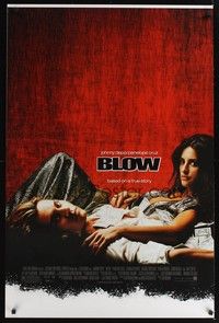 5f106 BLOW DS foil title 1sh '01 Johnny Depp & sensual Penelope Cruz in cocaine biography!