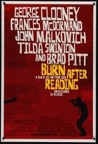 5f126 BURN AFTER READING DS 1sh '08 Joel & Ethan Coen, cool design, intelligence is relative!