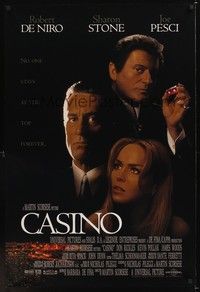 5f130 CASINO int'l DS cast 1sh '95 headshots of Robert De Niro, Sharon Stone, Joe Pesci!