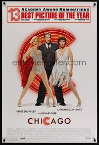 5f136 CHICAGO 1sh '02 sexy dancers Renee Zellweger & Catherine Zeta-Jones, Richard Gere!