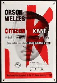 5f140 CITIZEN KANE 1sh R91 some called Orson Welles a hero, others called him a heel!