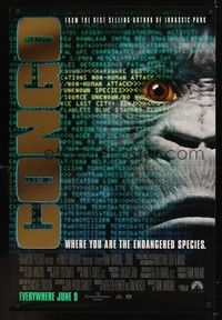 5f146 CONGO advance 1sh '95 from the novel by Michael Crichton, you are the endangered species!