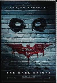 5f158 DARK KNIGHT teaser DS 1sh '08 cool graffiti image of the Joker's face!