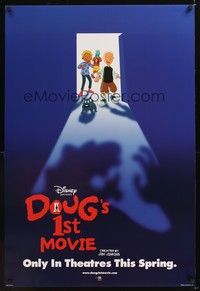 5f178 DOUG'S 1st MOVIE advance DS 1sh '99 Nickelodeon cartoon, cartoon artwork of cast!