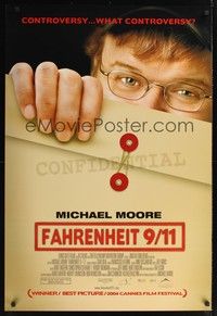 5f195 FAHRENHEIT 9/11 DS Canadian 1sh '04 Michael Moore documentary about September 11, 2001!
