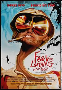 5f199 FEAR & LOATHING IN LAS VEGAS DS 1sh '98 psychedelic art of Johnny Depp as Hunter S. Thompson!