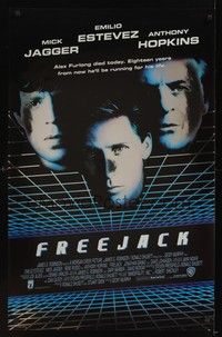 5f217 FREEJACK int'l foil 1sh '91 Emilio Estevez, Mick Jagger, Anthony Hopkins, cool image!