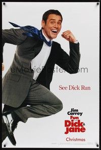 5f225 FUN WITH DICK & JANE teaser DS 1sh '05 great wacky image of running Jim Carrey!
