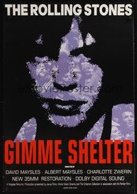 5f235 GIMME SHELTER 1sh R00 Rolling Stones' Mick Jagger, out of control rock & roll concert!