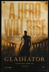 5f238 GLADIATOR int'l teaser DS 1sh '00 Russell Crowe, directed by Ridley Scott!
