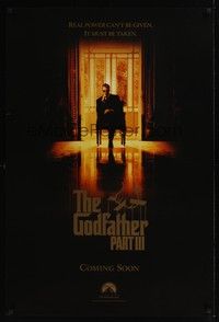 5f242 GODFATHER PART III teaser 1sh '90 Al Pacino, Andy Garcia, Sofia & Francis Ford Coppola!