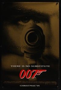 5f246 GOLDENEYE advance DS 1sh '95 Pierce Brosnan as secret agent James Bond 007, cool close-up!