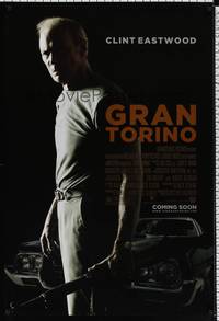 5f251 GRAN TORINO advance DS 1sh '08 great image of angry Clint Eastwood w/rifle & car!