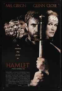 5f262 HAMLET advance 1sh '90 Mel Gibson, Glenn Close, Helena Bonham Carter, William Shakespeare!