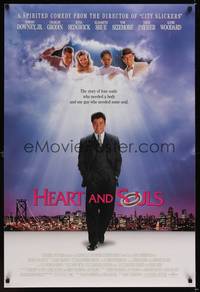 5f271 HEART & SOULS DS 1sh '93 Robert Downey Jr, Charles Grodin, Kyra Sedgwick, Elizabeth Shue!