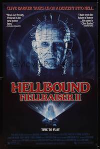 5f274 HELLBOUND: HELLRAISER II 1sh '88 creepy close-up of Pinhead, Tony Randel directed!