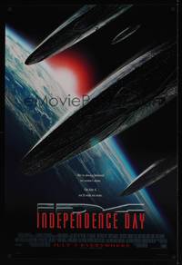 5f308 INDEPENDENCE DAY style B advance 1sh '96 great image of enormous alien ships coming to Earth!