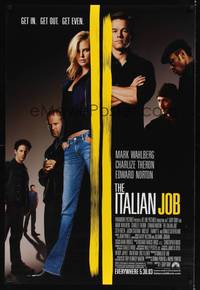 5f330 ITALIAN JOB advance DS 1sh '03 Mark Wahlberg, sexy full-length Charlize Theron!
