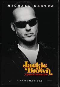 5f334 JACKIE BROWN teaser 1sh '97 Quentin Tarantino, Michael Keaton with shades!