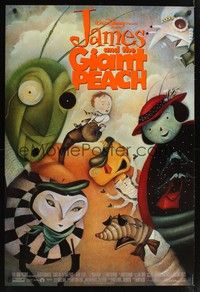 5f337 JAMES & THE GIANT PEACH DS 1sh '96 Walt Disney stop-motion fantasy cartoon, Jane Smith art!