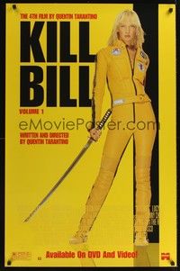 5f350 KILL BILL: VOL. 1 video 1sh '03 Quentin Tarantino, full-length Uma Thurman with katana!