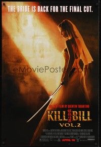 5f351 KILL BILL: VOL. 2 advance 1sh '04 bride Uma Thurman with katana, Quentin Tarantino