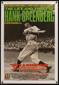 5f382 LIFE & TIMES OF HANK GREENBERG 1sh '99 Jewish baseball star, great image!