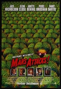 5f415 MARS ATTACKS! advance 1sh '96 directed by Tim Burton, great image of many alien brains!